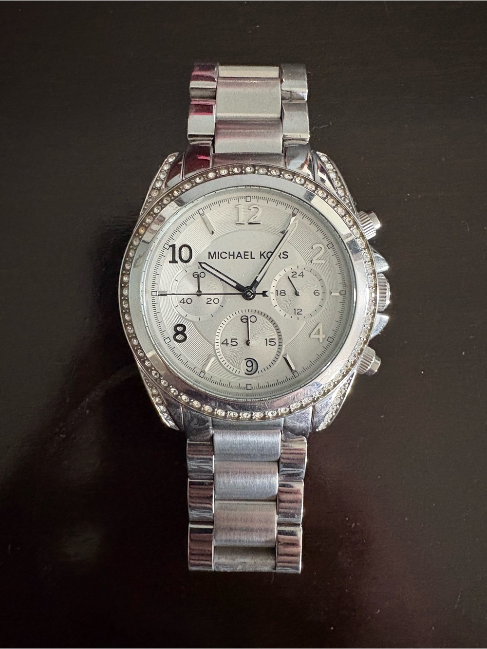 Michael Kors Silver Tone Crystal-Accent Women's Chronograph Watch